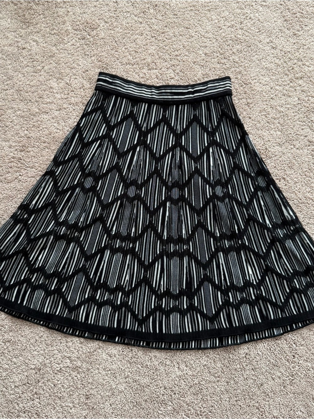 M Missoni Black and White Geometric Circle Skirt